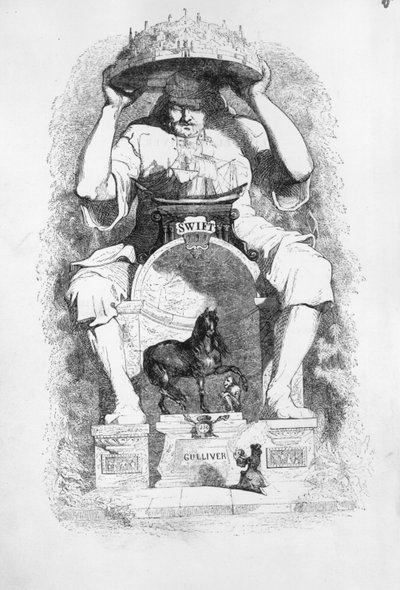 ジョナサン・スウィフトによる「ガリバーの旅」への口絵、1838 作： Grandville